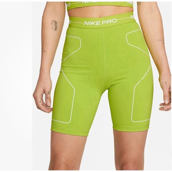 Nike Pro Womens Atomic Green Booty Shorts Size Xl Training Workout Gym Fitness - Picture 1 of 7